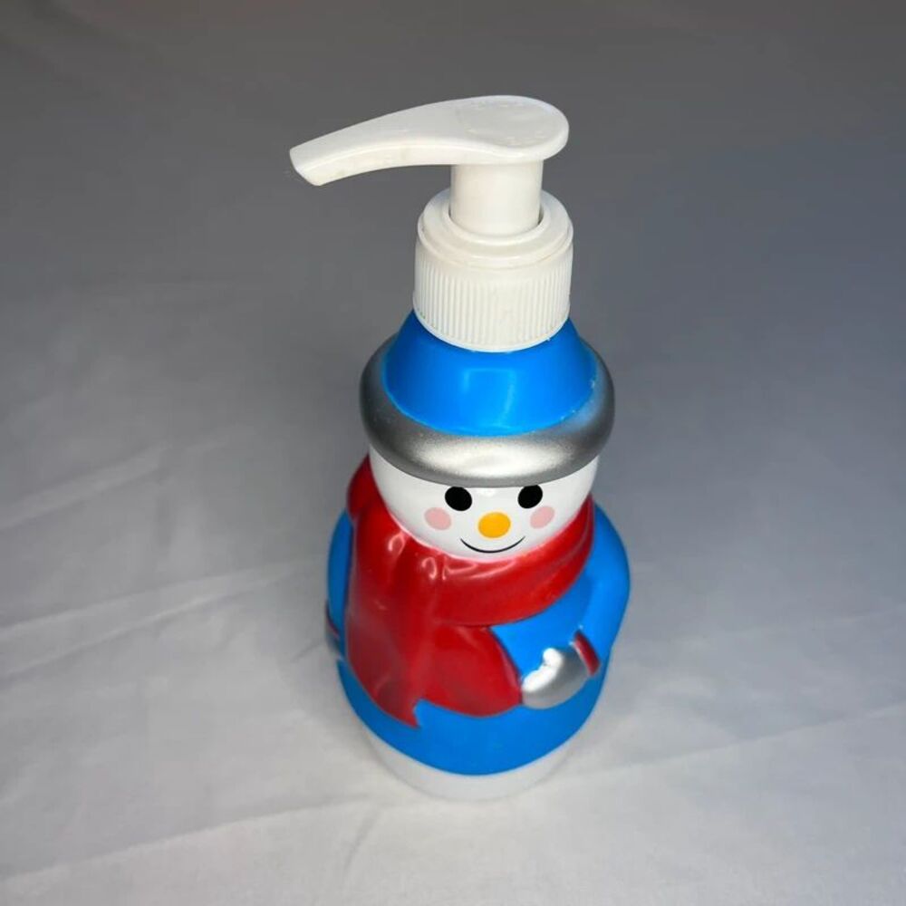 Snowman Shaped Soap Dispenser – Blue Hat & Scarf (Holiday Décor)